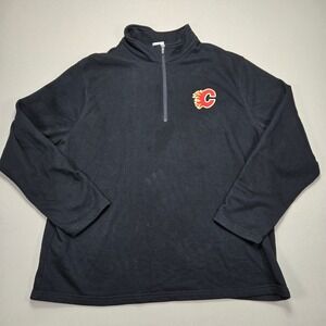 NHL Calgary Flames Pullover Quarter Zip‎ Long Sleeve Sweater XXL